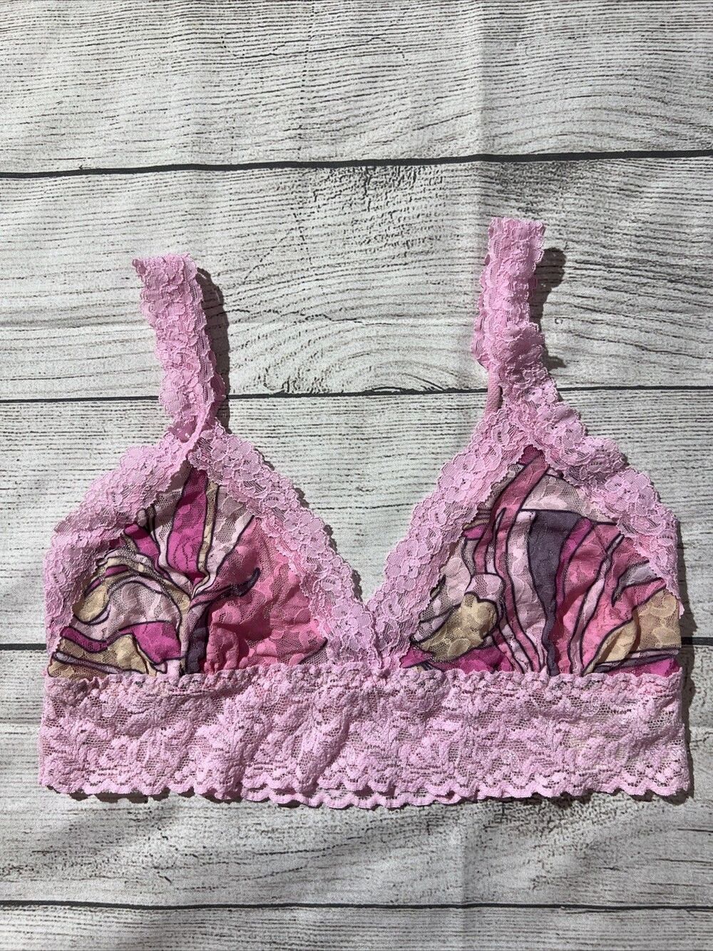 Vtg Hanky Panky Lace Trim Bralette Bra Pink Sz S Festival Romantic NWT